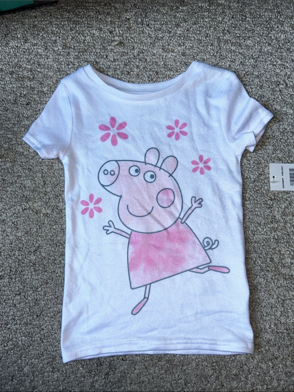 Girls White Peppa Pig Character Tee - Pink Graphic